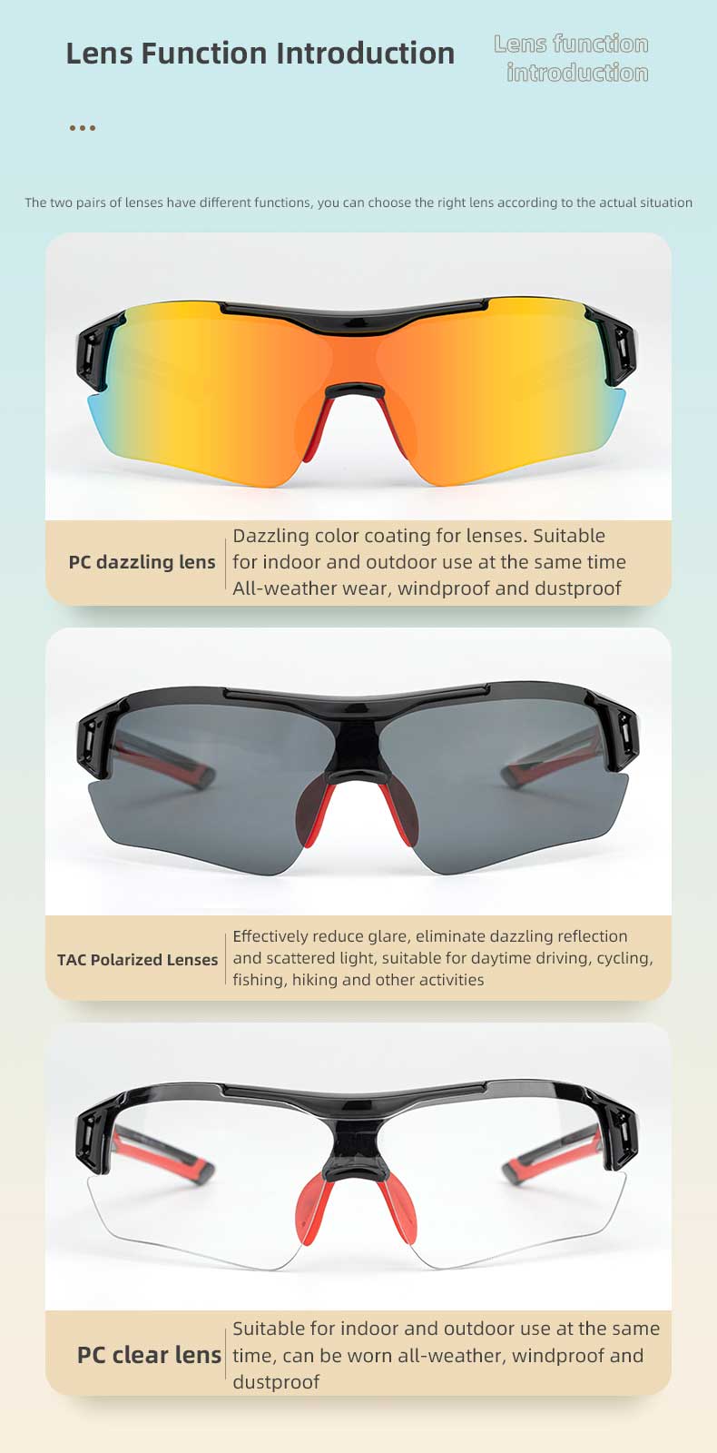 Polarized Cycling Glasses Sports Sunglasses Riding Protection Goggles - Cycling Glasses - 4