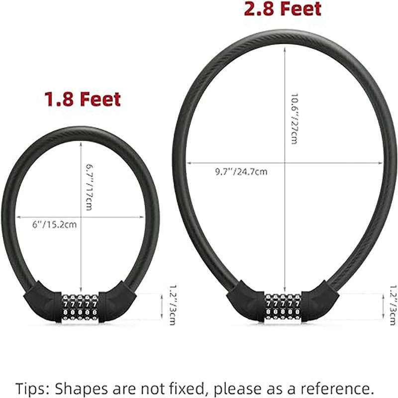 5 Digit Lightweight Cable Bike Lock Combination Portable Lock for Bike - Bike Lock - 3