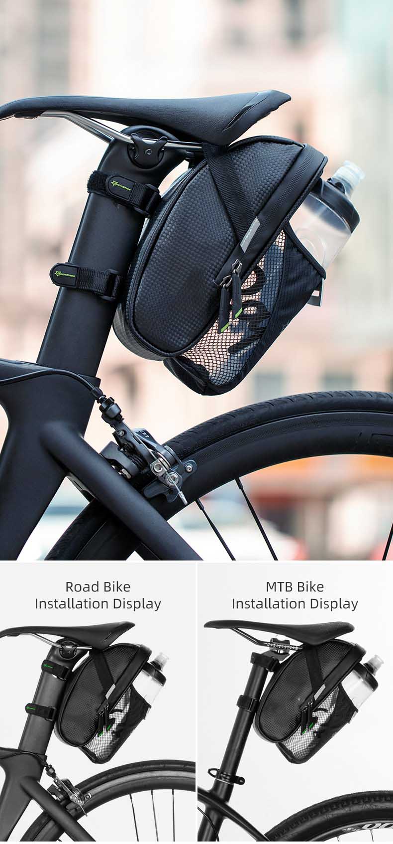 Bicycle Seat Bag With Water Bottle Pouch Waterproof Bike Bags Storage 1L - Bicycle Bag - 4
