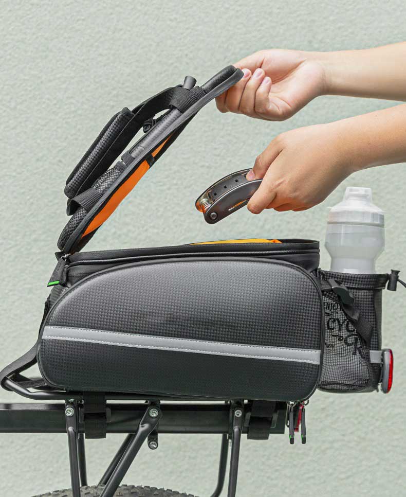 Bicycle Trunk Bag Waterproof Carbon Leather Bicycle Rear Seat Cargo Pack - Bicycle Bag - 4