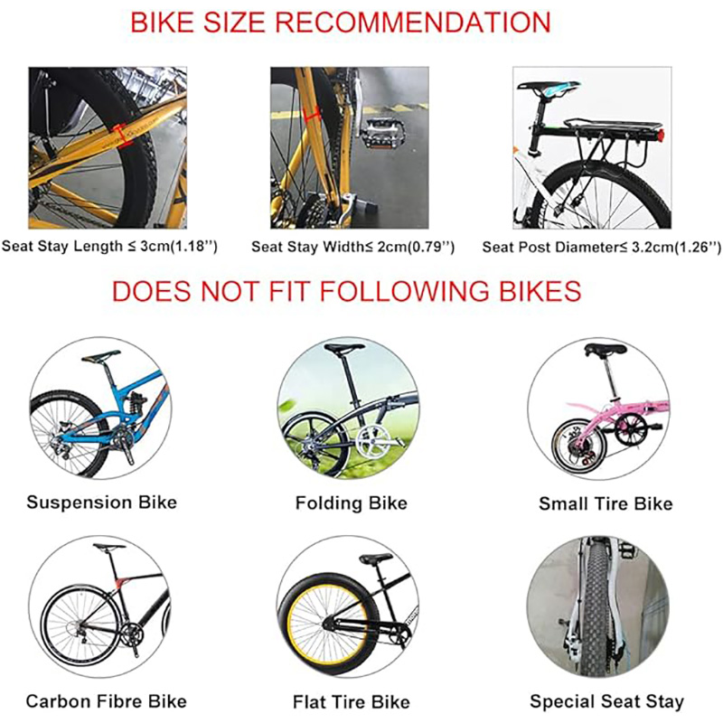 Bike Rack 110-165 lbs Capacity Universal Bike Carrier Rack with Fender Quick Release - Bike Rack - 7