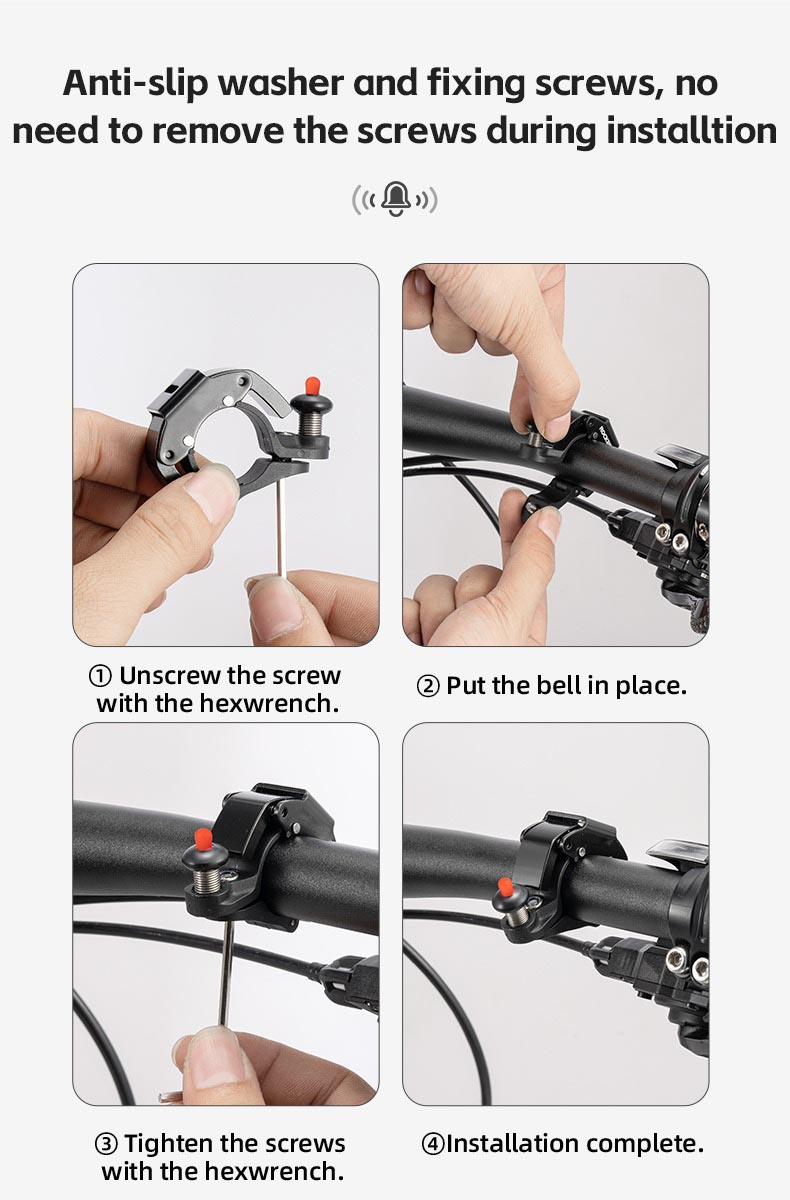 Hidden MTB bike rack bell for 22.2mm Handlebars More Than 100db Clear Sound Ringer - Bike Bell & Horn - 8