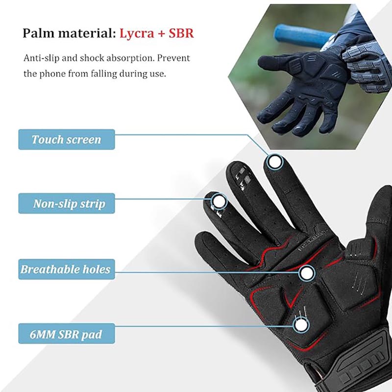 Motor Cycle Gloves with 6MM Gel Pad Touch Screen Knuckle Protection Gloves - Glove - 4