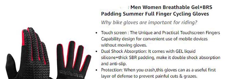 Touch Screen Anti Slip Gloves for Cycling with Gel Padded Shock Absorbing - Glove - 2