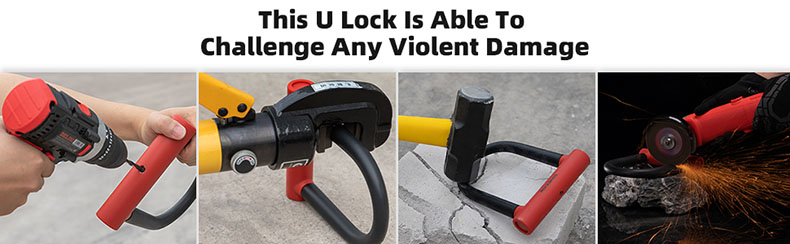 U Bike Lock with Cable Heavy Duty U Shackle 21mm 4 ft Anti Theft Black - Bike Lock - 5