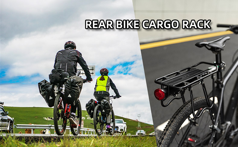 Adjustable Bike Cargo Rack 165 lbs Capacity Quick Release Pannier Rack with Elastic Band and Reflector - Bike Rack - 1