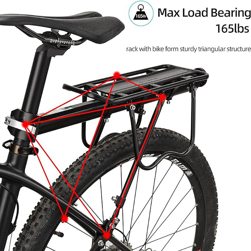 Adjustable Bike Cargo Rack 165 lbs Capacity Quick Release Pannier Rack with Elastic Band and Reflector - Bike Rack - 4