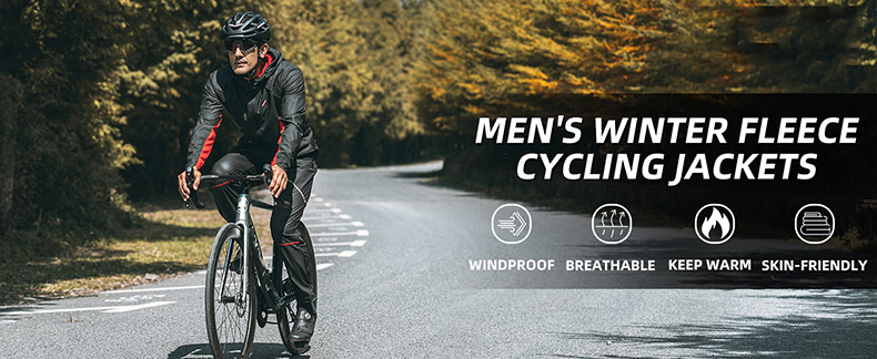 Cycling Jacket Mens Winter Jackets Thermal Windproof Cycling Clothing Black - Clothes - 1