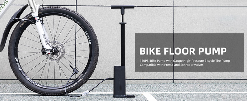 Electric Bike Pump with Gauge 160psi High-Pressure with Both Presta and Schrader Valves - Pump - 1