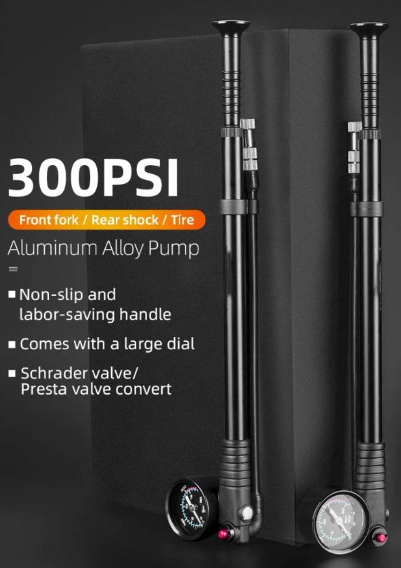 Aluminum Alloy Air Pump Bike Portable High-pressure Fork Pump - Pump - 1