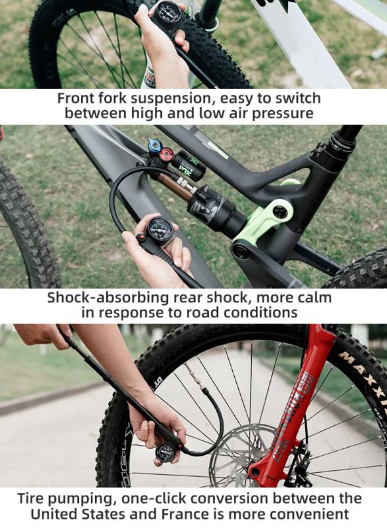 Aluminum Alloy Air Pump Bike Portable High-pressure Fork Pump - Pump - 6